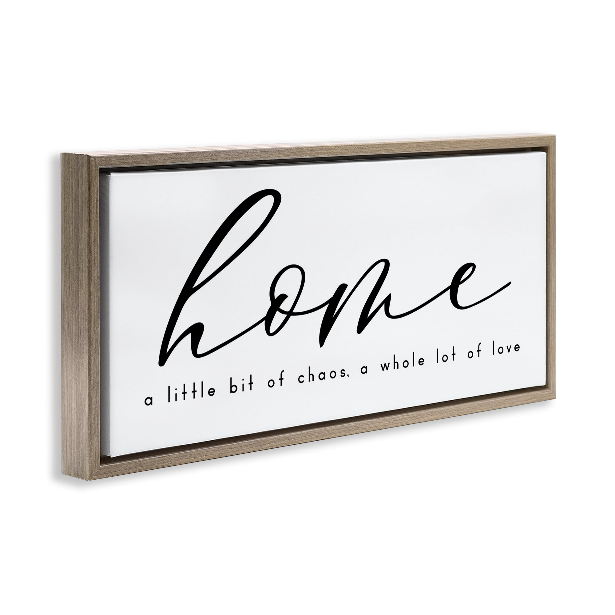 Stupell Industries Chaos & Love Phrase Typography Painting Brown Floater Framed Art Print Wall Art, 31 x 14