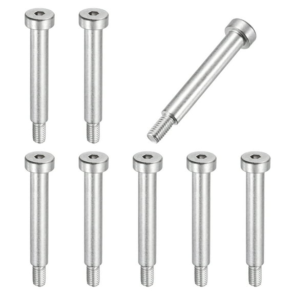 8 Pcs 304 Stainless Steel Shoulder Bolt 8mm Shoulder Dia 45mm Shoulder Length M6x1 Thread Hex Socket Shoulder Bolts for Hydraulic Injection Molding Machinery Industries