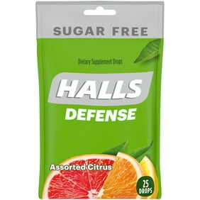 HALLS Defense Assorted Citrus Sugar Free Vitamin C Drops, 25 Drops