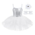 thumbnail image 2 of IBTOM CASTLE Girls Sequin Ballet Dance Dress Tutu Skirt Leotard Ballerina Fairy Princess Fancy Dress up Dancewear 9-10 Years White, 2 of 8