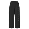 thumbnail image 3 of LoyisViDion Woman Pants Clearance Women'S Button-Split Wide-Leg Pants High-Waist Trousers Loose-Fitting Casual Pants Black 12(XL), 3 of 4