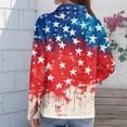 thumbnail image 4 of Iaqnaocc American Flag Shirt for Women Usa Patriotic American Flag Stars Blouses America 250 Shirt Festival Button Down Collared Shirt Lightweight Long Sleeve Outfits Dark Blue S, 4 of 4