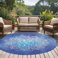 thumbnail image 4 of Boho Flowers Round Area Rug 6Ft Washable Circle Rugs for Bathroom Office, Blue Floral Bohemian Vintage Country Non-Slip Carpet Floor Mats Indoor Outdoor Carpet Runner Aesthetic Home Decor, 4 of 8