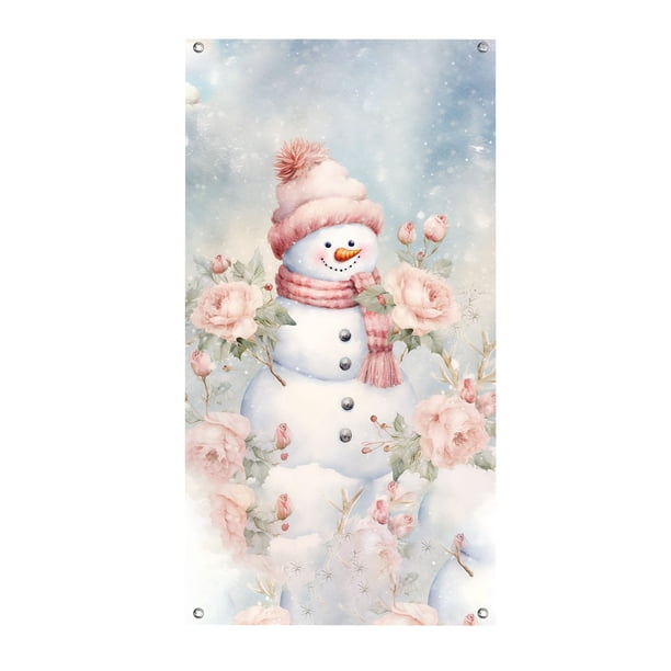 90 X 200 Cm Marco De Puerta Navideño Con Muñeco De Nieve Rosa Fondo Navideño Marco De Puerta Cortina Para Fiesta Navideña Fondo De Tela Decoración Para Porche Decoración Para Fiestas