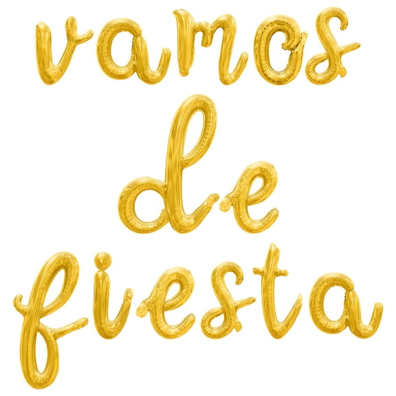 Cursive Script Letter Balloons - VAMOS DE FIESTA 16" Inch Alphabet Letters Foil Mylar Balloon Bachelorette Party Banner (Gold)