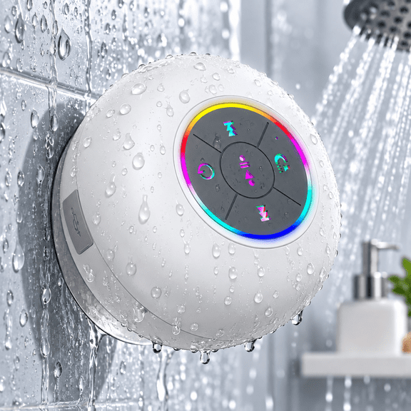 Portable Bluetooth Speaker for Shower, Bluetooth Waterproof Speaker with LED Light, Bluetooth Floating Pool Speaker