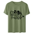 thumbnail image 3 of Hauts à Col Rond Amples pour Femmes Pull Décontracté pour la Journée des Enseignants Imprimé Mignon Manches Courtes T-Shirt, 3 of 6