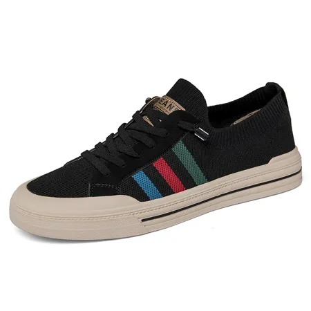 

Men‘s Striped Mesh Casual Lace Up Skate Shoes Lightweight Non-slip Sneakers