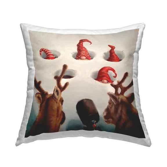 Stupell Industries Holiday Whack an Elf Christmas Reindeer Humor Novelty Multi-Color,18 x 7 x 18 Decorative Pillows
