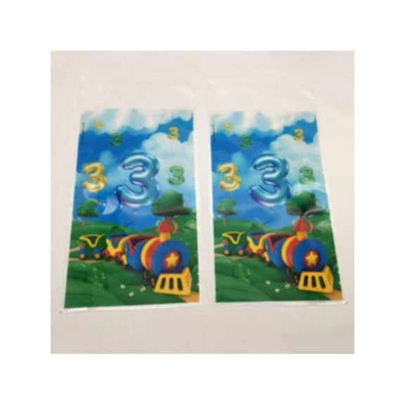 Organza 7634 6 x 9.5 in. Upsherin Train Colorful 3 Cellophane Bags