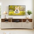 thumbnail image 3 of CHITOOMA Fluted TV Stand for TVs up to 65", Modern Media Console with Open Shelves & Hidden Storage Cabinet, Entertainment Center for Living Room, Natural, 3 of 11