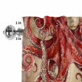 thumbnail image 4 of Window Valance for Kitchen,Summer Red Big Octopus Rod Pocket Curtain Valances Short Curtains Drapes Panel,Marine Life on Retro Map Window Treatment Topper for Living Room Bathroom Bedroom Home Decor, 4 of 9