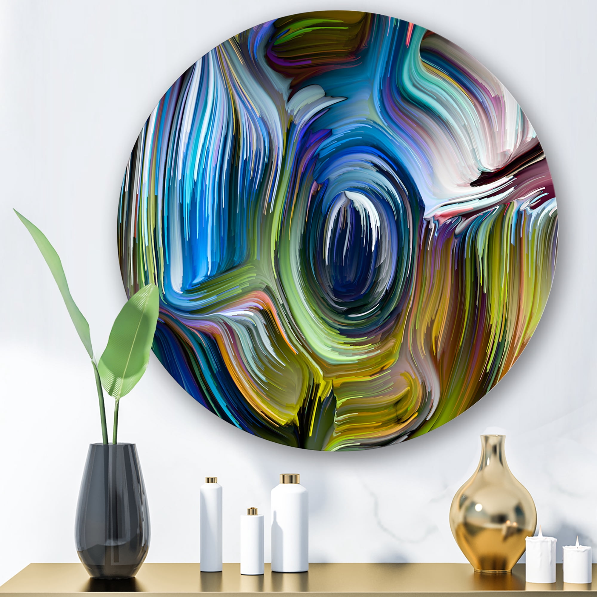 Designart 'Colour Spiral Fusion' Modern Circle Metal Wall Art 23x23 - Disc of 23
