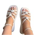 thumbnail image 4 of Utoimkio Platform Sandals for Women Women's Solid Color Comfortable Slippers Open Toe Button Up Beach Sandals, 4 of 4