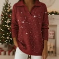 thumbnail image 2 of WTXUE Women's Sequin Polo Neck Knit Sweaters Sparkle Casual Long Sleeve Blouses Shimmer Glitter Sweatshirt Party Loose Fit Shirts Tunic Tops Trendy Basic Pullover Sweaters Red S, 2 of 3