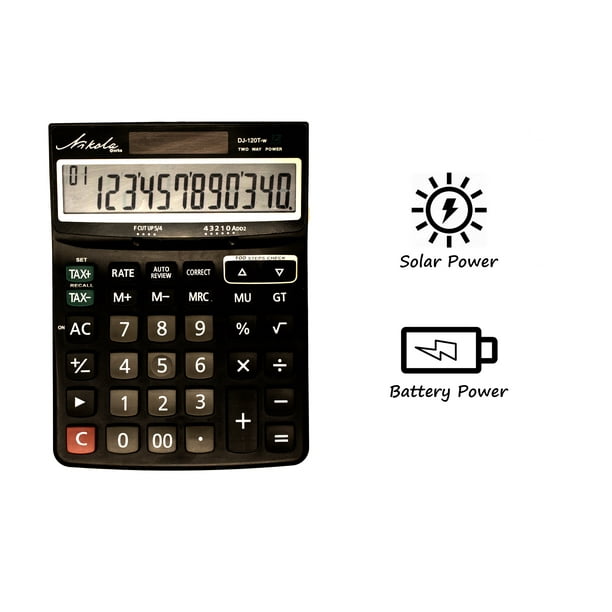 Nikola Works Desktop Calculator Solar/Battery Powered Desktop Big Screen Calculator Walmart