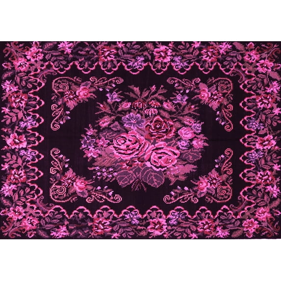 Ahgly Company Indoor Rectangle Medallion Pink French Area Rugs, 8' x 12'