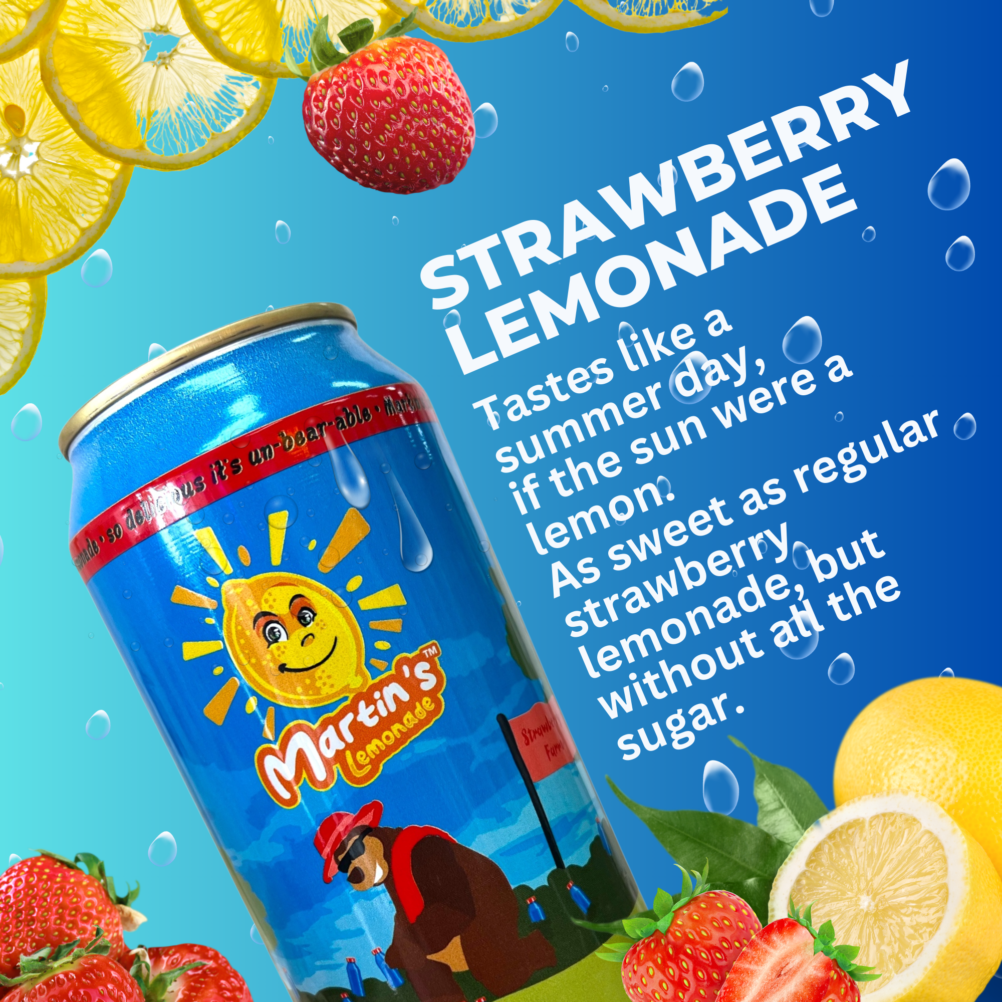 Martin's Lemonade Strawberry Juice, 16 oz Can, 6 Pack