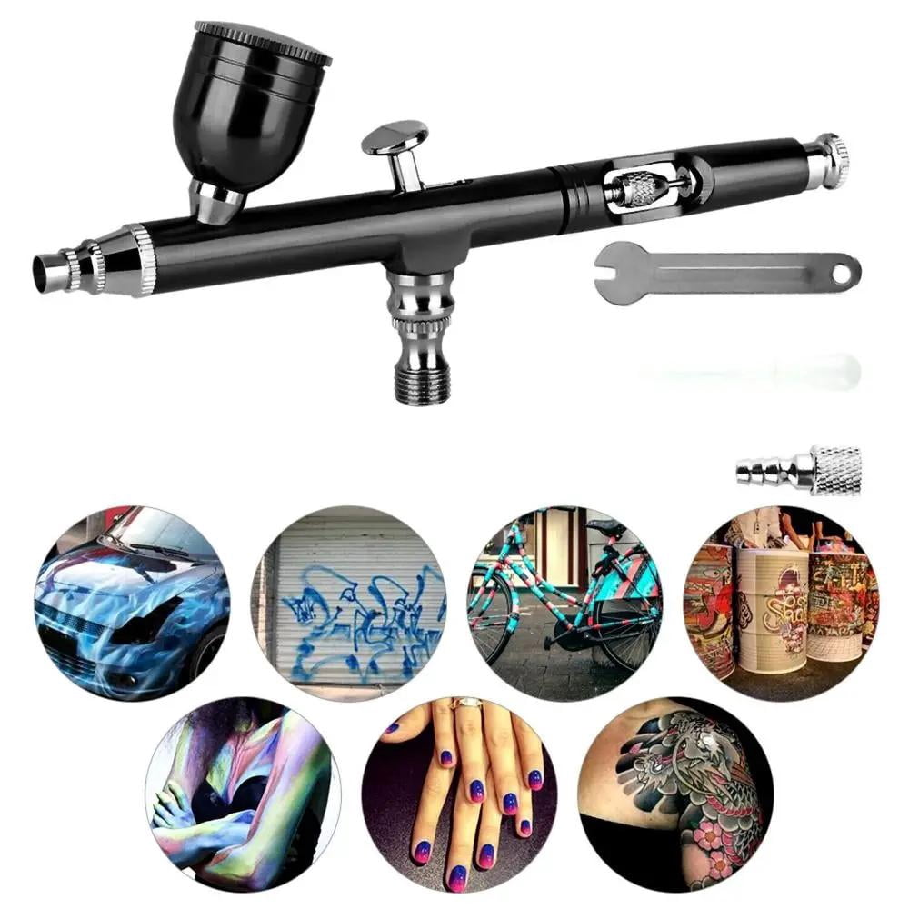 Dual Action Gravity Feed Airbrush Spray Gun 0.3mm Nozzle Professional Air Brush Paint Tool for Cake Decorating Nail Art Tattoo Makeup Model Craft Painting Hobby Spray Pen Kit