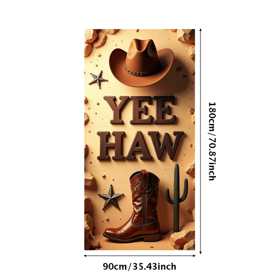 LUUFILx Cowboy Themed Party Banner Yee Haw Decorations Western Backdrop Hat Boot Rustic Decor Cactus Background Photo Props Baby Shower Western Celebration