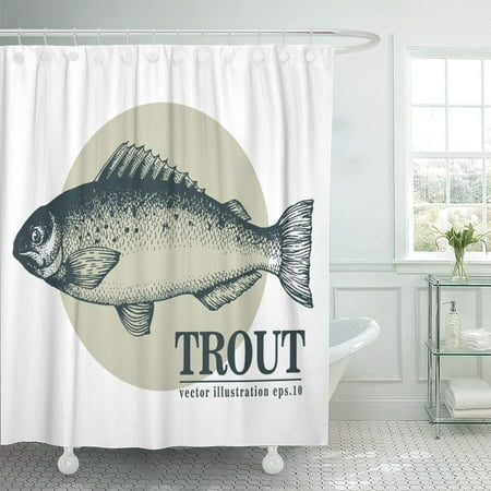 Yusdecor Black Sketch Seafood Vintage Of Trout Fish Can Be Bathroom Decor Bath Shower Curtain 66x72 Inch Walmart Canada