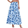 thumbnail image 2 of Qulqfy Womens Summer Maxi A-Line Peasant Long Skirts Plus Size 100%Cotton Boho High Waisted with Pockets Sky Blue Drawstring Skirts for Women L, 2 of 5