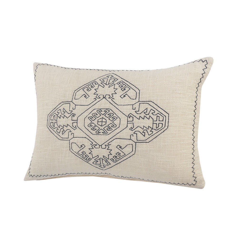 Ox Bay 16" x 24" White/ Blue Medallion Organic Cotton Pillow Cover