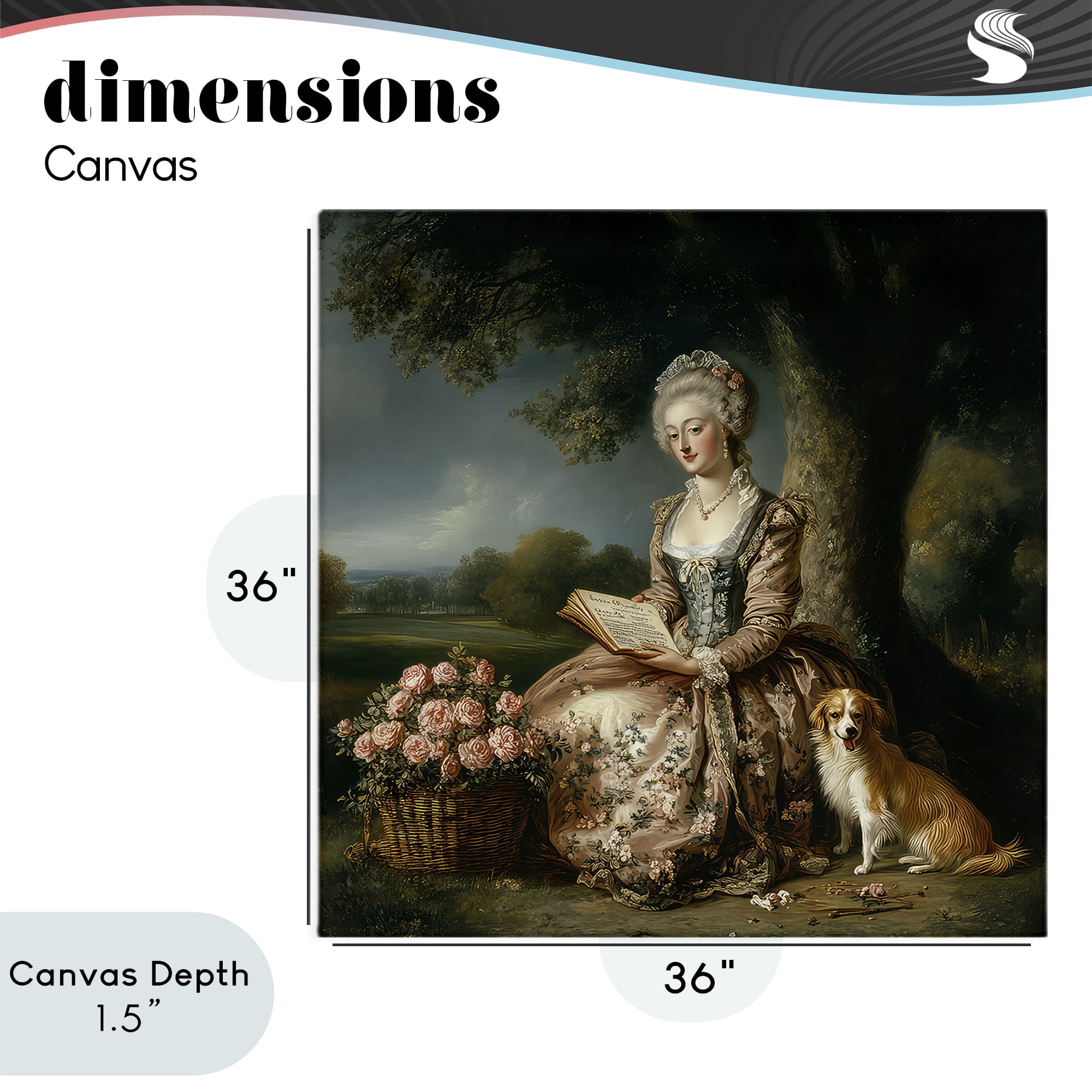 Stupell Industries Rococo Woman with Dog Canvas Wall Art, design by The Wands Want