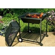 Square Scroll Fire Pit with Wheels