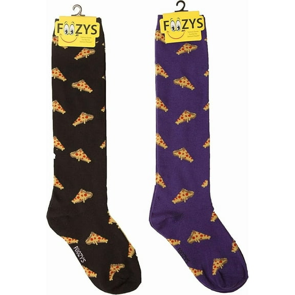 Foozys Womens Novelty Knee High Socks | Pepperoni Pizza Slice Themed Fashion Novelty Socks | 2 Pairs Included