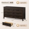 thumbnail image 2 of Homall 6-Drawer Wood Dresser for Bedroom, Large Storage Cabinet with Anti-Tip Safety and Footstool-Integrated Design, Double Classified Storage Organizer Chest for Living Room,Brown, 2 of 8