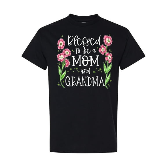Inktastic Blessed to Be a Mom and Grandma Pink Flowers T-Shirt