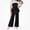 Black, variant on Girls Top And Pants (4-13 Years) Puff Sleeve Color Block Belted Outfit 100% polyester Set Pink Size 8