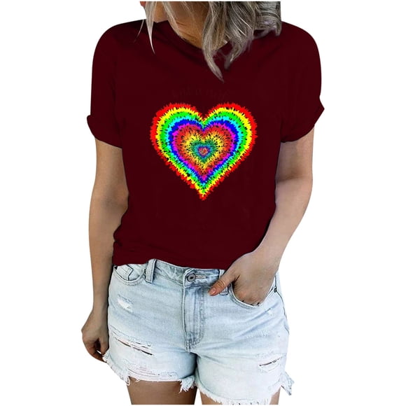 Pisexur Pride Shirt Women Rainbow Graphic Tee Love Love Print T-Shirt LGBT Equality Shirts Short Sleeve Tops