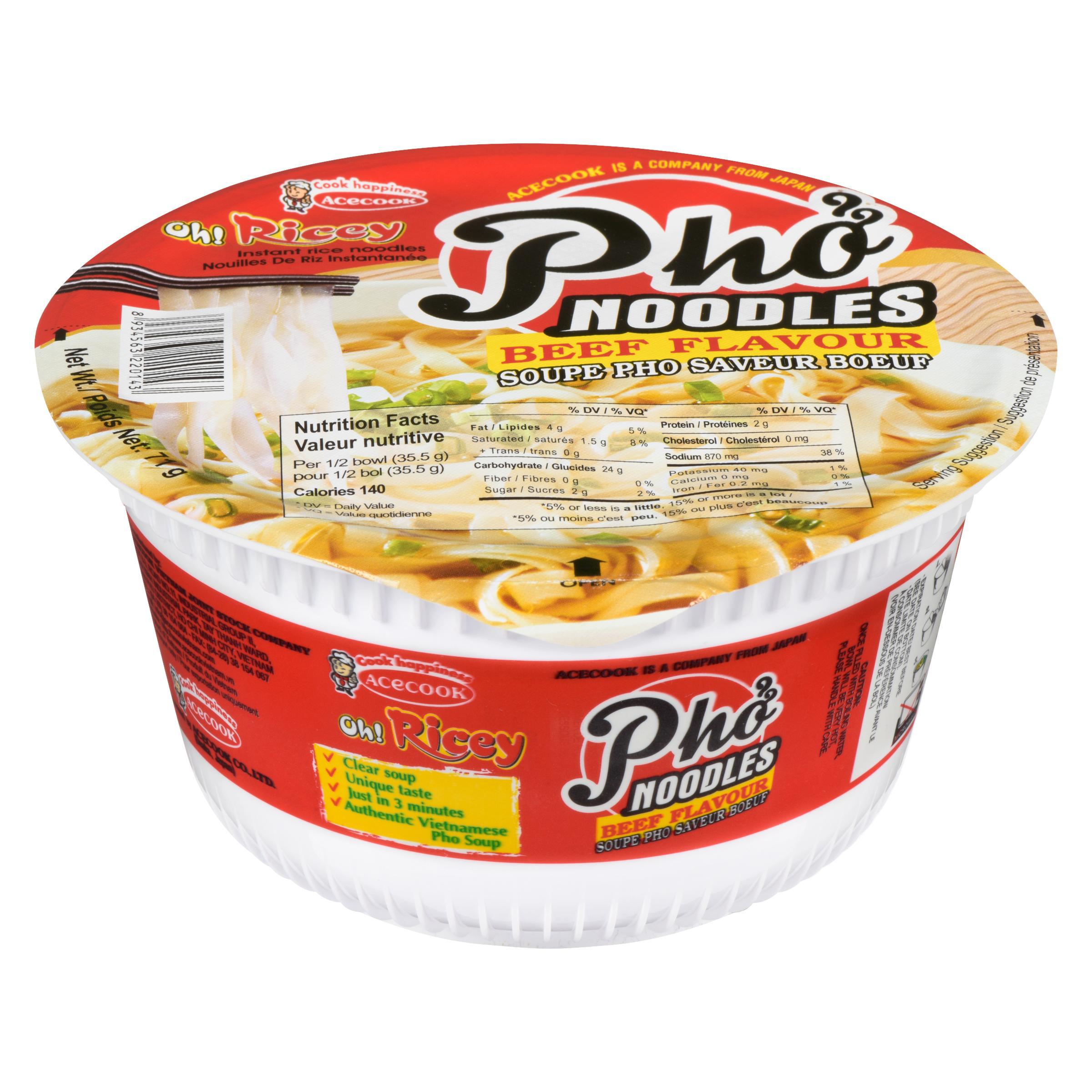 Oh! Ricey Beef Flavour Rice Noodle Bowl, 70 g bowl