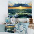 thumbnail image 2 of Designart ' The Blue Ocean In Sunset Evening I ' Nautical & Coastal Canvas Wall Art Print, 2 of 4