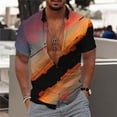 thumbnail image 2 of JINMGG Mens Tops under $5,Men Fashion Casual Buttons Hawaii Printing Turndown Short Sleeve Shirt Blouse Orange L, 2 of 5