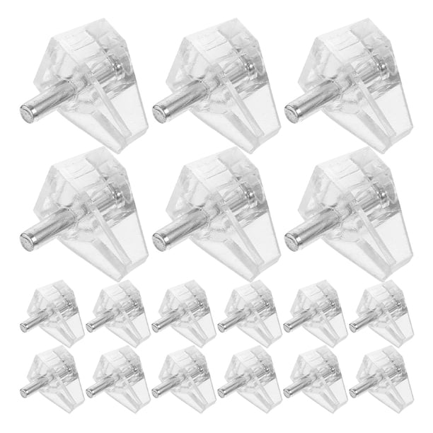 50 Uds. Clavijas de soporte de estante de plástico transparente, soportes de estante, clavijas de repuesto para estanterías, tablero transparente, soportes de uñas para gabinetes
