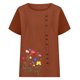 thumbnail image 4 of Xuyuer Women's Spring And Summer Block Print Round Neck Button Short Sleeve Casual T-Shirt, 4 of 5