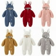 thumbnail image 4 of SYNPOS 0-12Months Baby Boys Girls Jumpsuit Snowsuit Hooded Thicken Cartoon Rabbit Ears Warm Fleece Pajamas Romper Outwear, 4 of 4