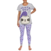Harry Bear Womens Sloth Short Sleeve Pajamas Sizes XS-XL