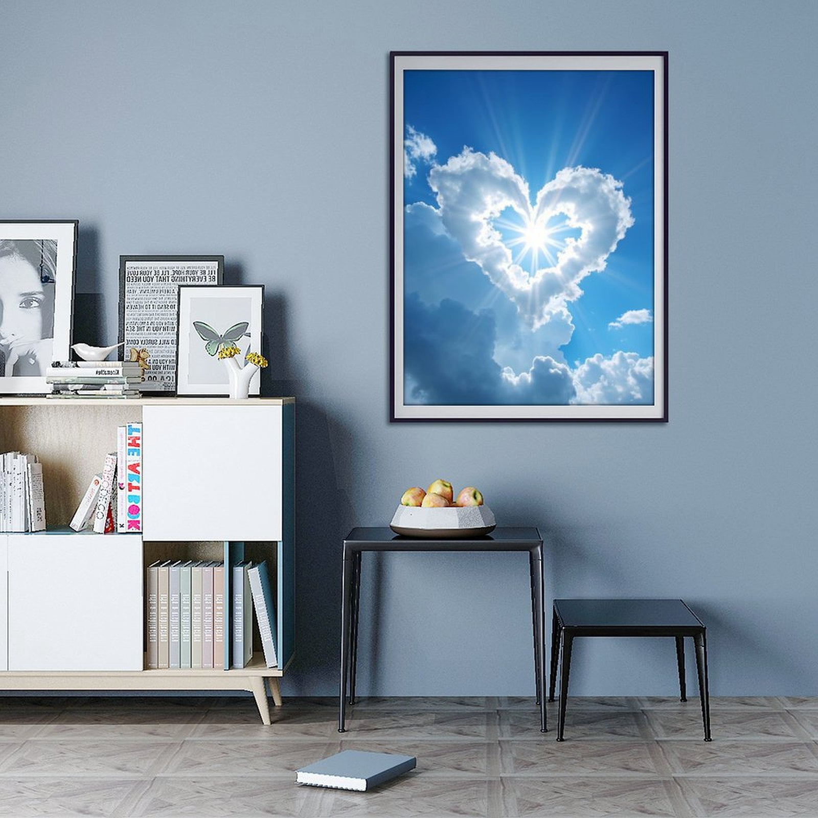 Diamond Art Kit for Adults, Heart Shaped Cloud Sunburst Sky Diamond Painting for Adults Beginners, 5D DIY Diamond Art Painting Kits, Colorful Diamond Painting Craft for Home Decor 12x16