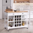 thumbnail image 4 of Costway Rolling Kitchen Island Bar Storage Serving Cart With Drawers and Wine Rack White, 4 of 10