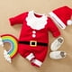 thumbnail image 2 of Peleles para niños y niñas, disfraz de Año Nuevo para bebés, monos rojos de Papá Noel y sombreros, 2 uds., trajes de algodón para recién nacidos de 0 a 24 meses, 2 of 4