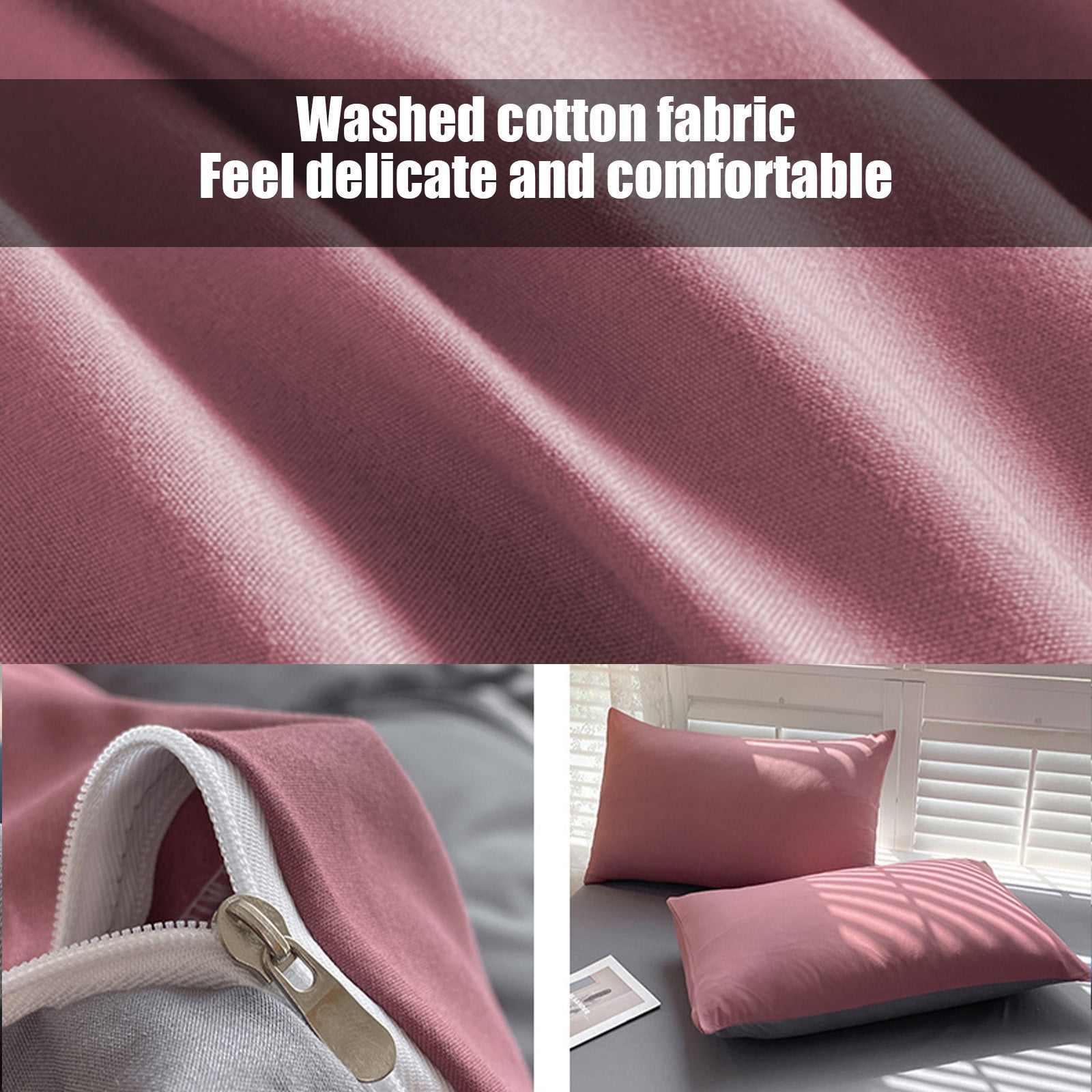 4 Piece Bed Sheets Queen/King Size Bedding Set with Duvet Cover Fitted Sheet 2 Pillowcases Soft Washed Polyester Wrinkle Free Easy Care by PALIFEUR