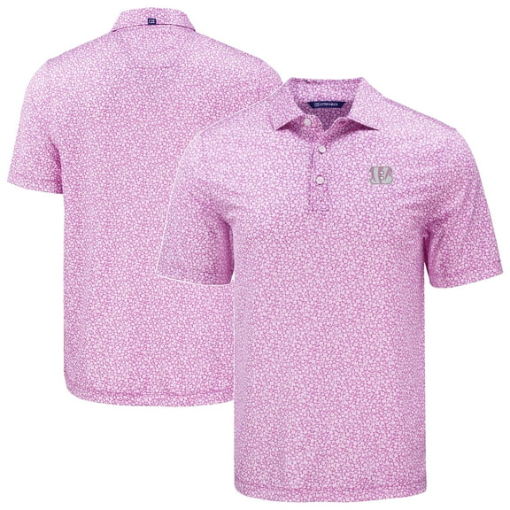 Men's Cutter & Buck  Pink Cincinnati Bengals Pike Eco Flora Print Recycled Polo