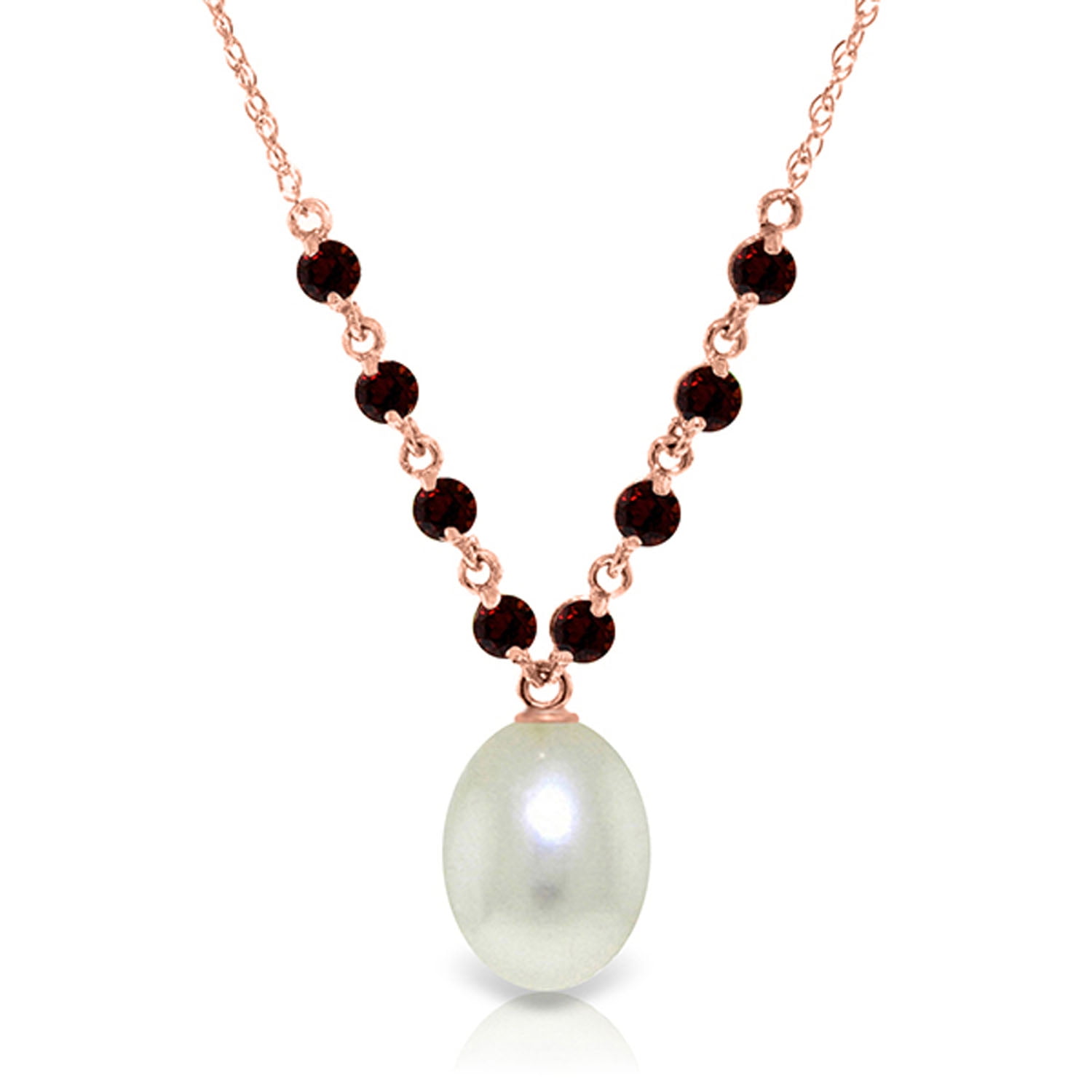 Galaxy Gold 14K Solid Gold 5 Carat Natural Garnet Pendant Necklace for Women - Rose Gold Fine Jewelry
