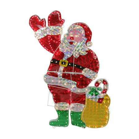 Northlight 48 in. Holographic Lighted Waving Santa Claus Christmas