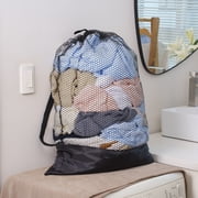 Mainstays Polyester Mesh Laundry Bag, Carry Strap, Heavy Duty, Breathable, Black