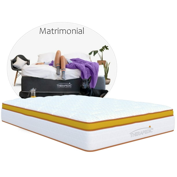 Therapedic | Aleación de Cobre | Colchón Matrimonial 100% Ortopédico, 374 Resortes + Almohada + Sábana
